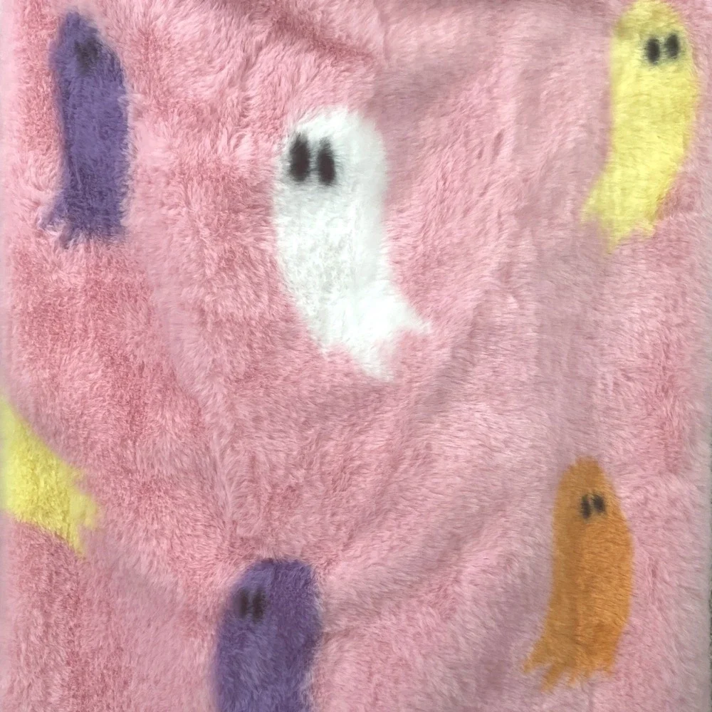 Storehouse‎ Seasonal Pink Ghost Faux Fur Throw Blanket Halloween 50x70 Pastel